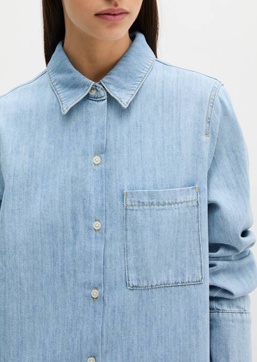 A-vorm denim jurk Light Blue in detailaanzicht