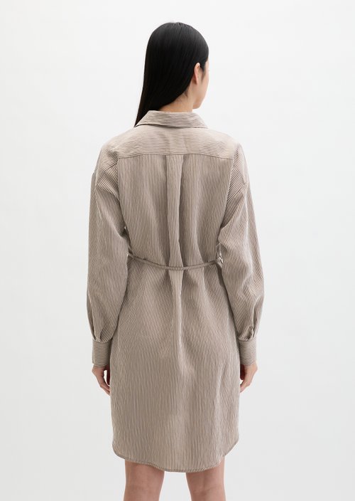 Regular striped crinkle blouse dress — Medium Brown