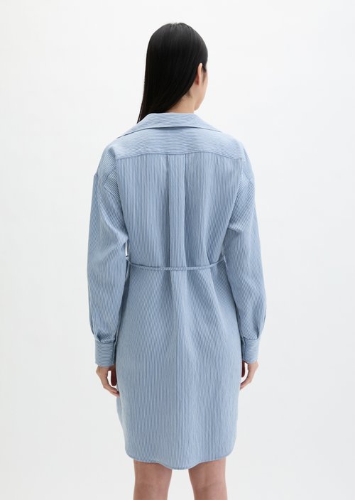 Regular striped crinkle blouse dress — Medium Blue