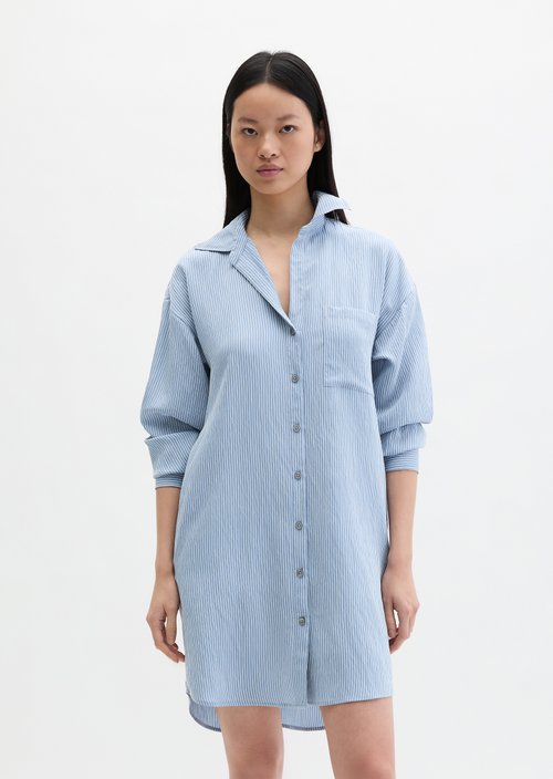 Regular striped crinkle blouse dress — Medium Blue