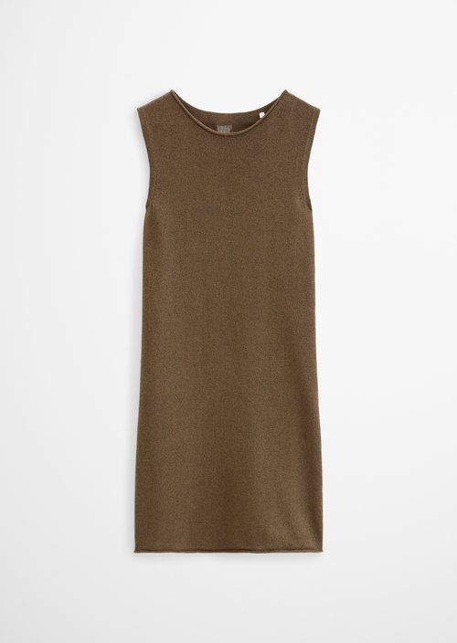 Sleeveless knitted dress shaped — Burnt Coffee Melange