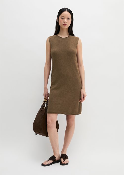 Sleeveless knitted dress shaped — Burnt Coffee Melange
