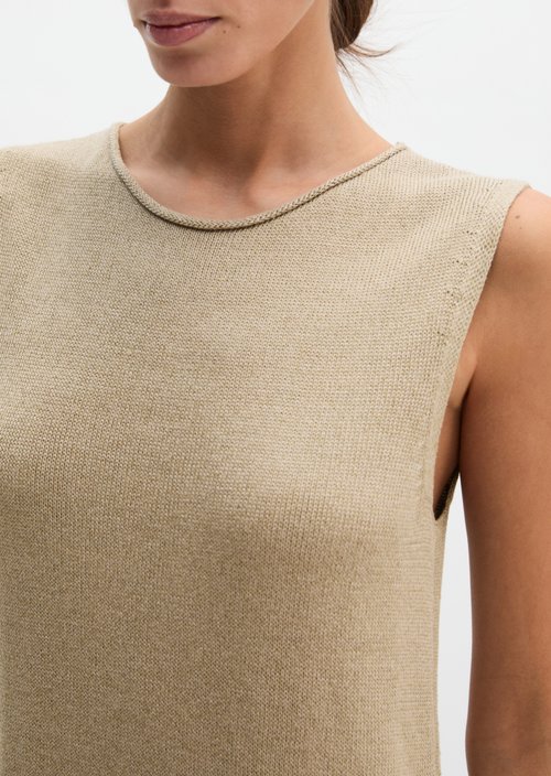 Sleeveless knitted dress shaped — Earthy Taupe