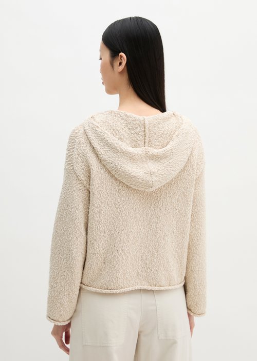 Loose cropped knitted hoodie — Grey Silk