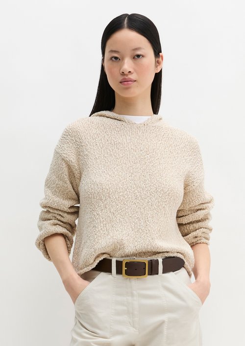 Loose cropped knitted hoodie — Grey Silk
