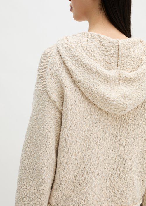 Loose cropped knitted hoodie — Grey Silk