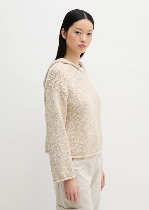 Loose cropped knitted hoodie — Grey Silk