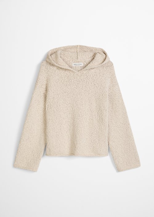 Loose cropped knitted hoodie — Grey Silk