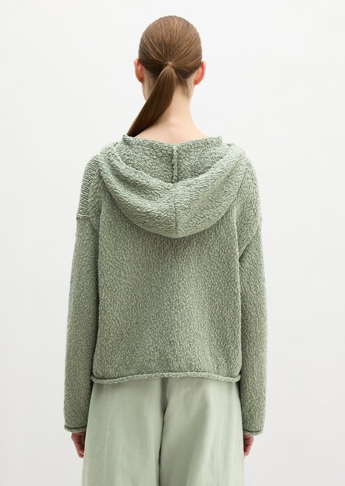 Loose cropped knitted hoodie — Fresh Sage