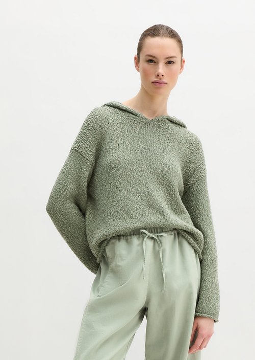 Loose cropped knitted hoodie — Fresh Sage