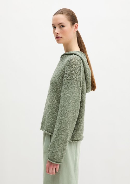 Loose cropped knitted hoodie — Fresh Sage
