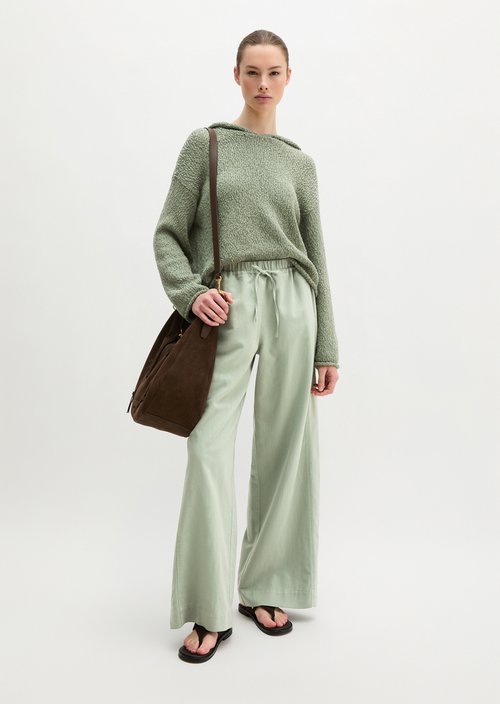 Loose cropped knitted hoodie — Fresh Sage