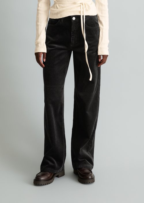 Tomma Wide Cord Pants — Black