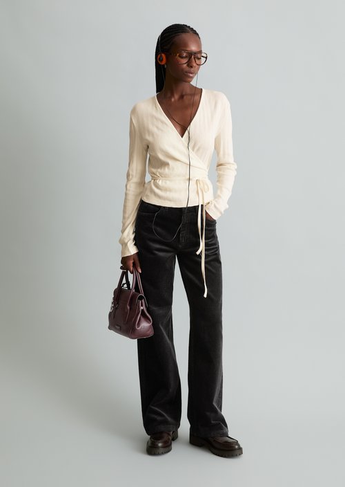 Tomma Wide Cord Pants — Black