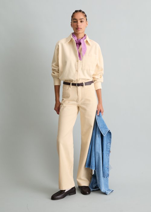 Tomma Wide Cord Pants — White Blush