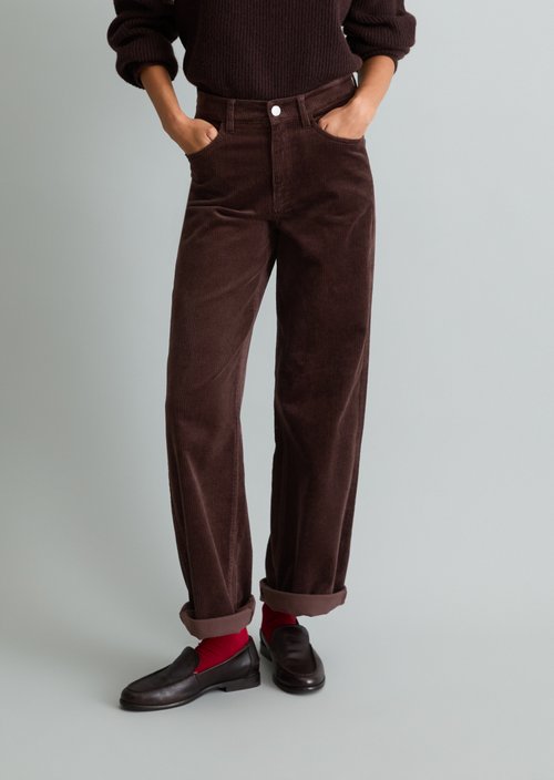 Tomma Wide Cord Pants — Espresso Brown