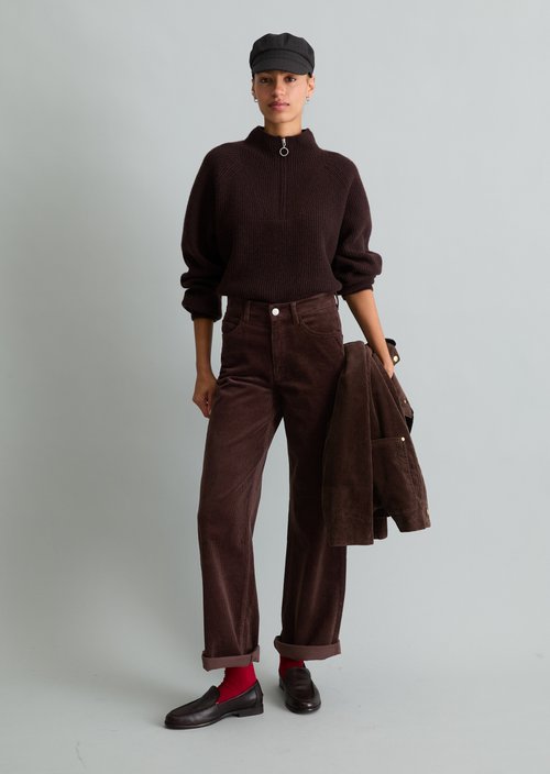 Tomma Wide Cord Pants — Espresso Brown