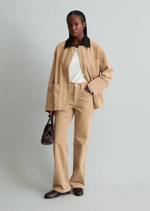 Tomma Wide Cord Pants Sandpaper in front view