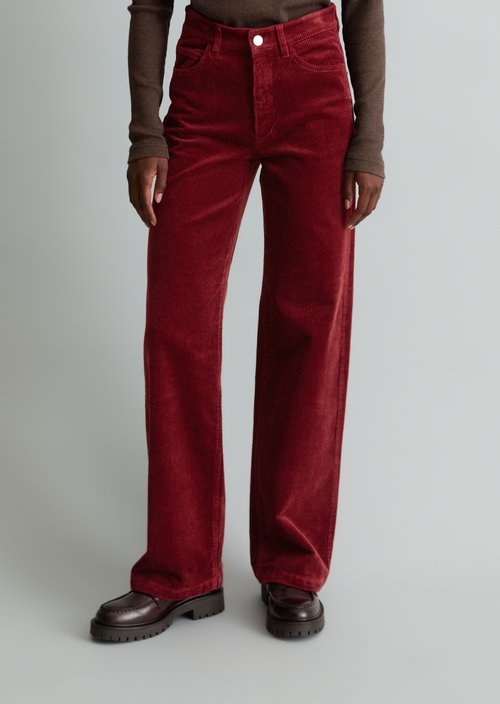 Tomma Wide Cord Pants — Deep Burgundy