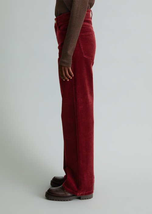 Tomma Wide Cord Pants — Deep Burgundy