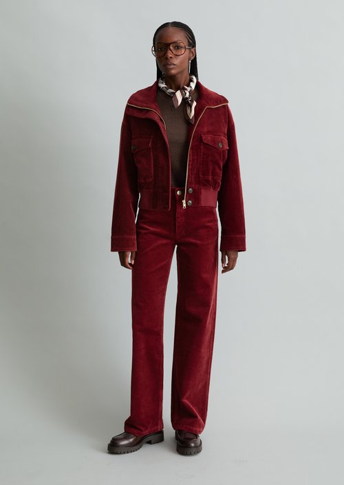 Tomma Wide Cord Pants — Deep Burgundy