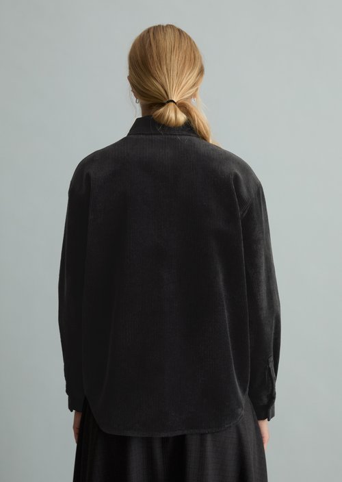 Relaxed-Fit Cord Blouse — Black