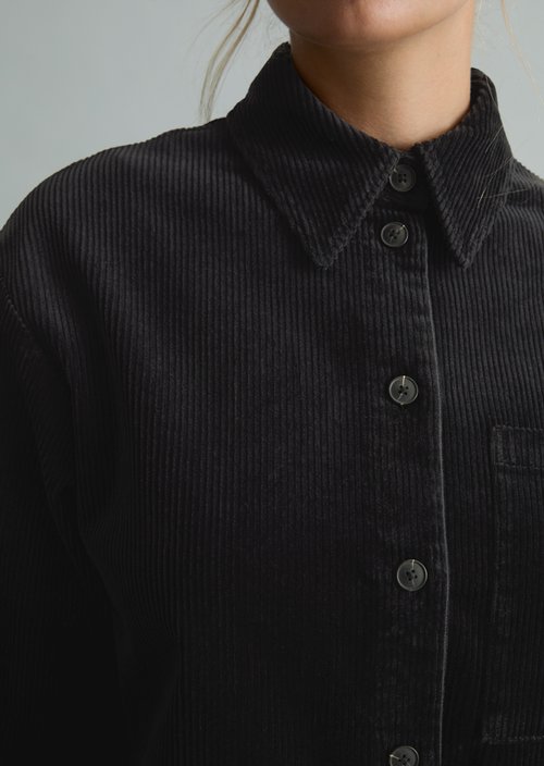 Relaxed-Fit Cord Blouse — Black