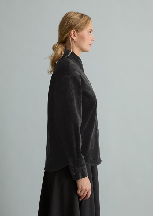 Relaxed-Fit Cord Blouse — Black