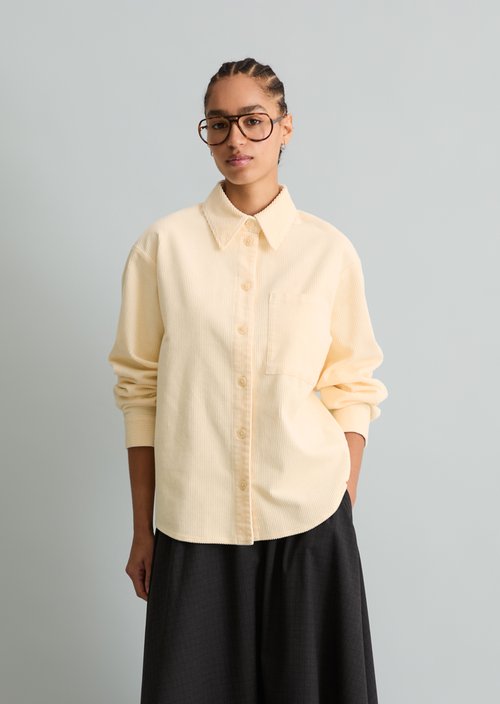 Relaxed-Fit Cord Blouse — White Blush