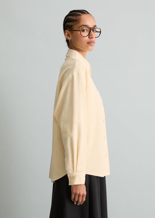 Relaxed-Fit Cord Blouse — White Blush