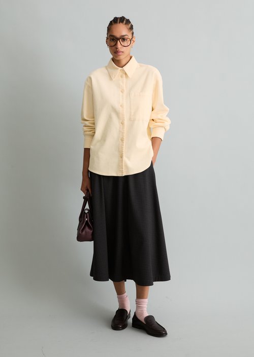 Relaxed-Fit Cord Blouse — White Blush