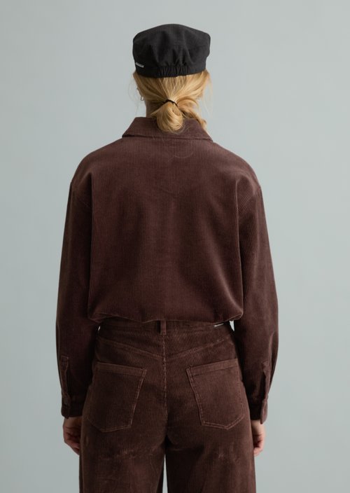 Relaxed-Fit Cord Blouse — Espresso Brown