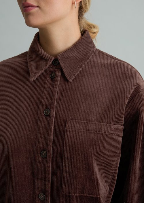 Relaxed-Fit Cord Blouse — Espresso Brown