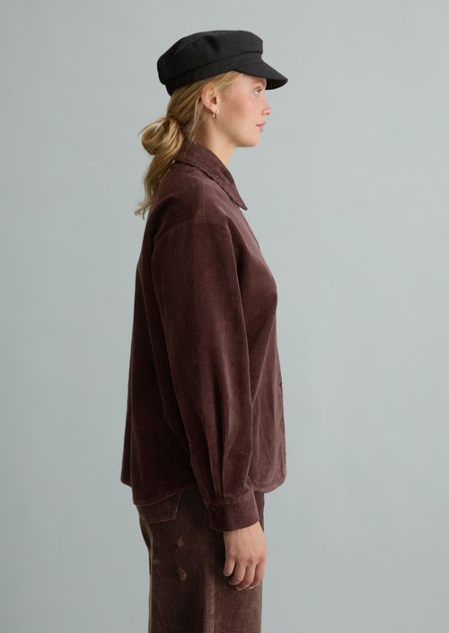 Relaxed-Fit Cord Blouse — Espresso Brown