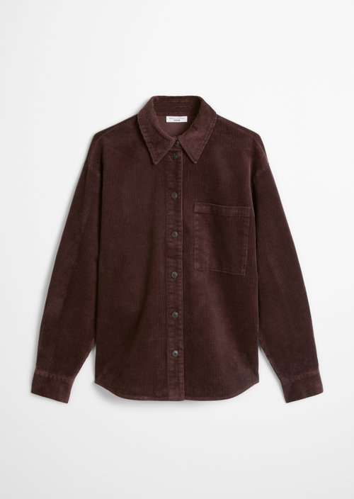 Relaxed-Fit Cord Blouse — Espresso Brown