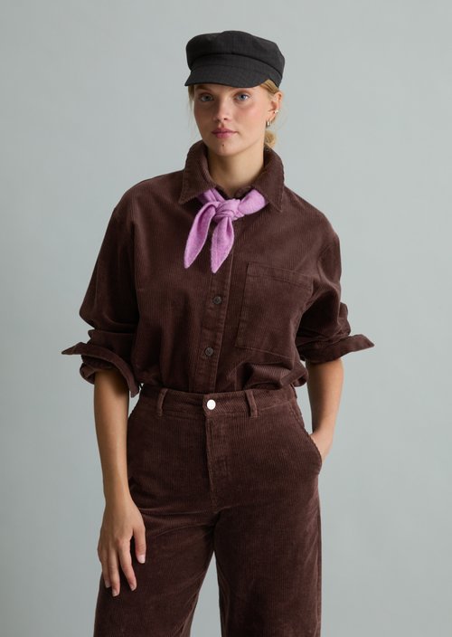 Relaxed-Fit Cord Blouse — Espresso Brown