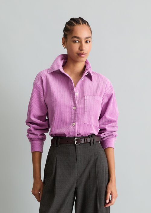 Relaxed-Fit Cord Blouse — Smoky Grape
