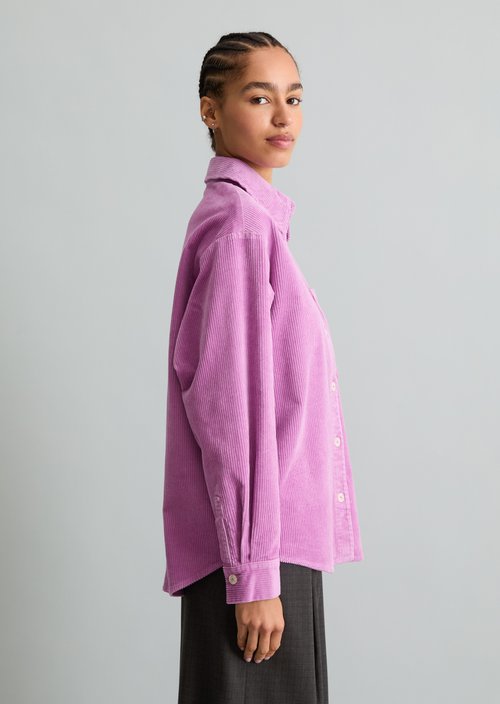 Relaxed-Fit Cord Blouse — Smoky Grape