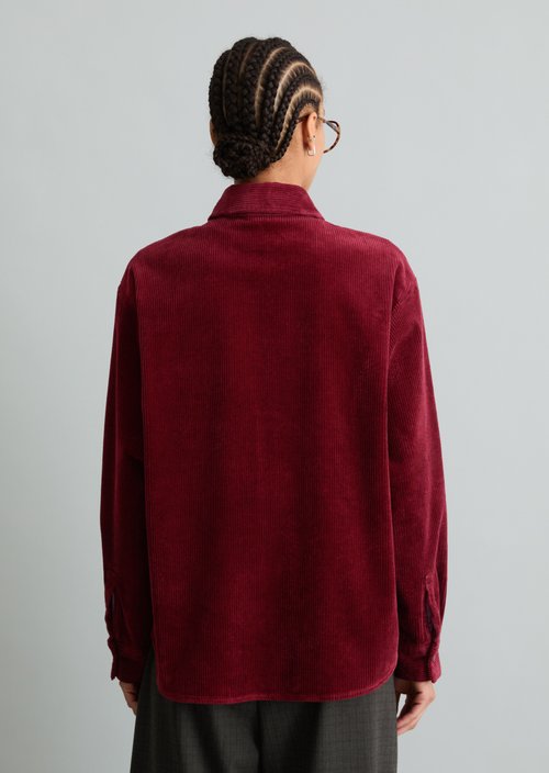 Relaxed-Fit Cord Blouse — Deep Burgundy