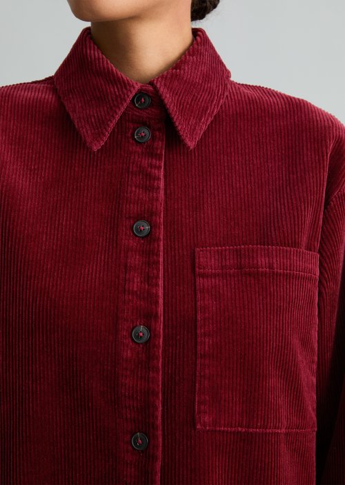Relaxed-Fit Cord Blouse — Deep Burgundy