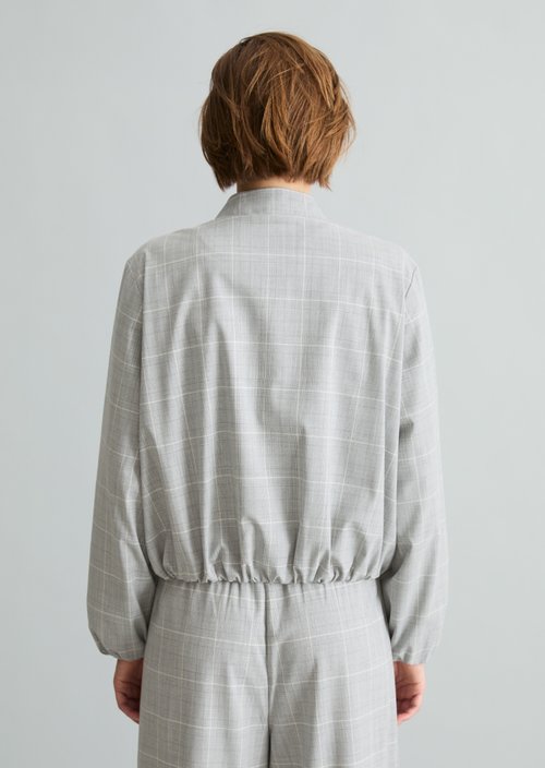 Checkered Bubble Blouson, Regular Fit — Light Grey
