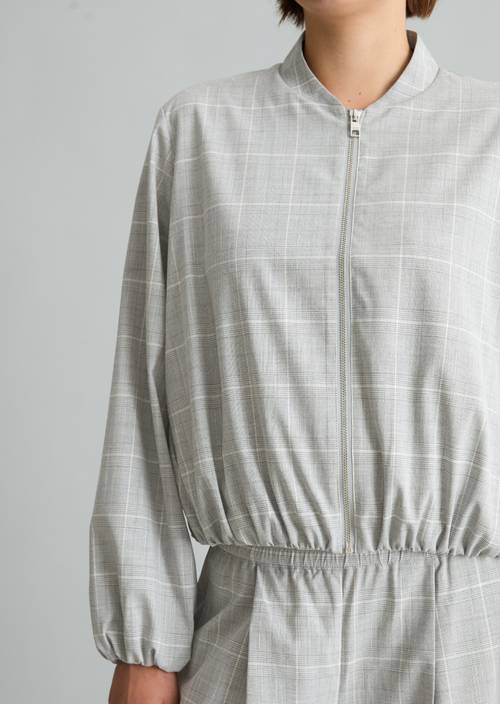 Karierter Bubble-Blouson regular Light Grey in Detailansicht