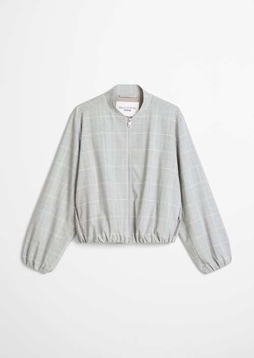 Checkered Bubble Blouson, Regular Fit — Light Grey