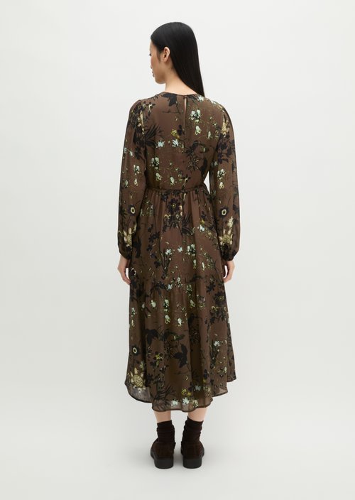 Printed Dress, Regular Fit — Dark Brown