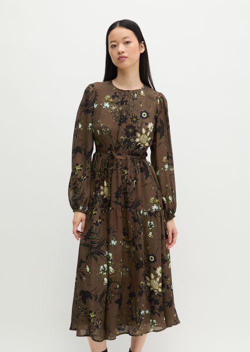 Printed Dress, Regular Fit — Dark Brown