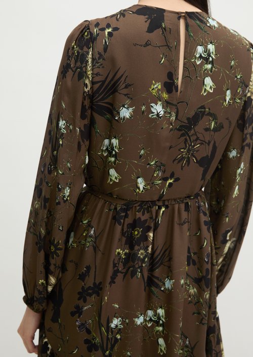 Printed Dress, Regular Fit — Dark Brown