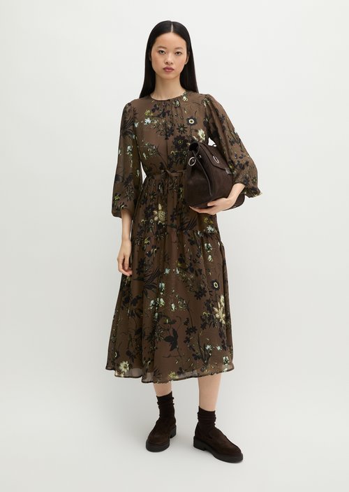 Printed Dress, Regular Fit — Dark Brown