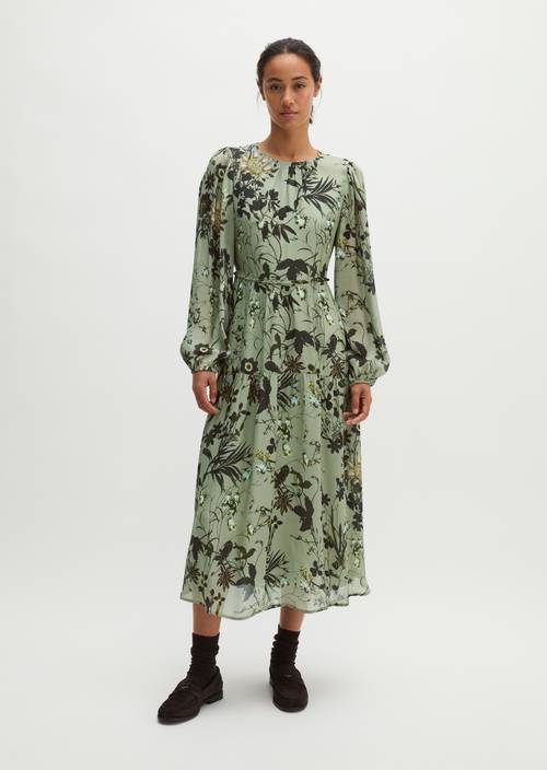green flowing midi dress Printed Dress, Regular Fit made of viscose crepe Location: Todd Snyder North Park