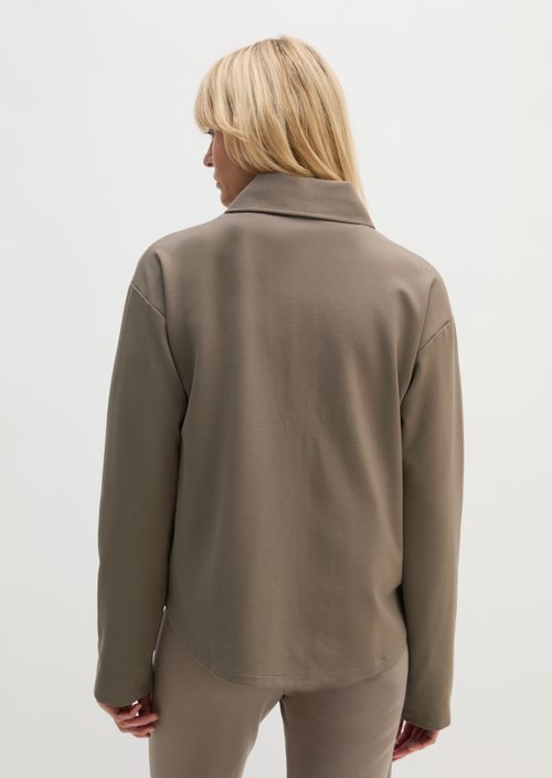 Jersey zip jacket loose — Chalky Brown