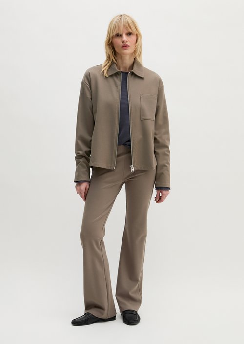 Jersey zip jacket loose — Chalky Brown